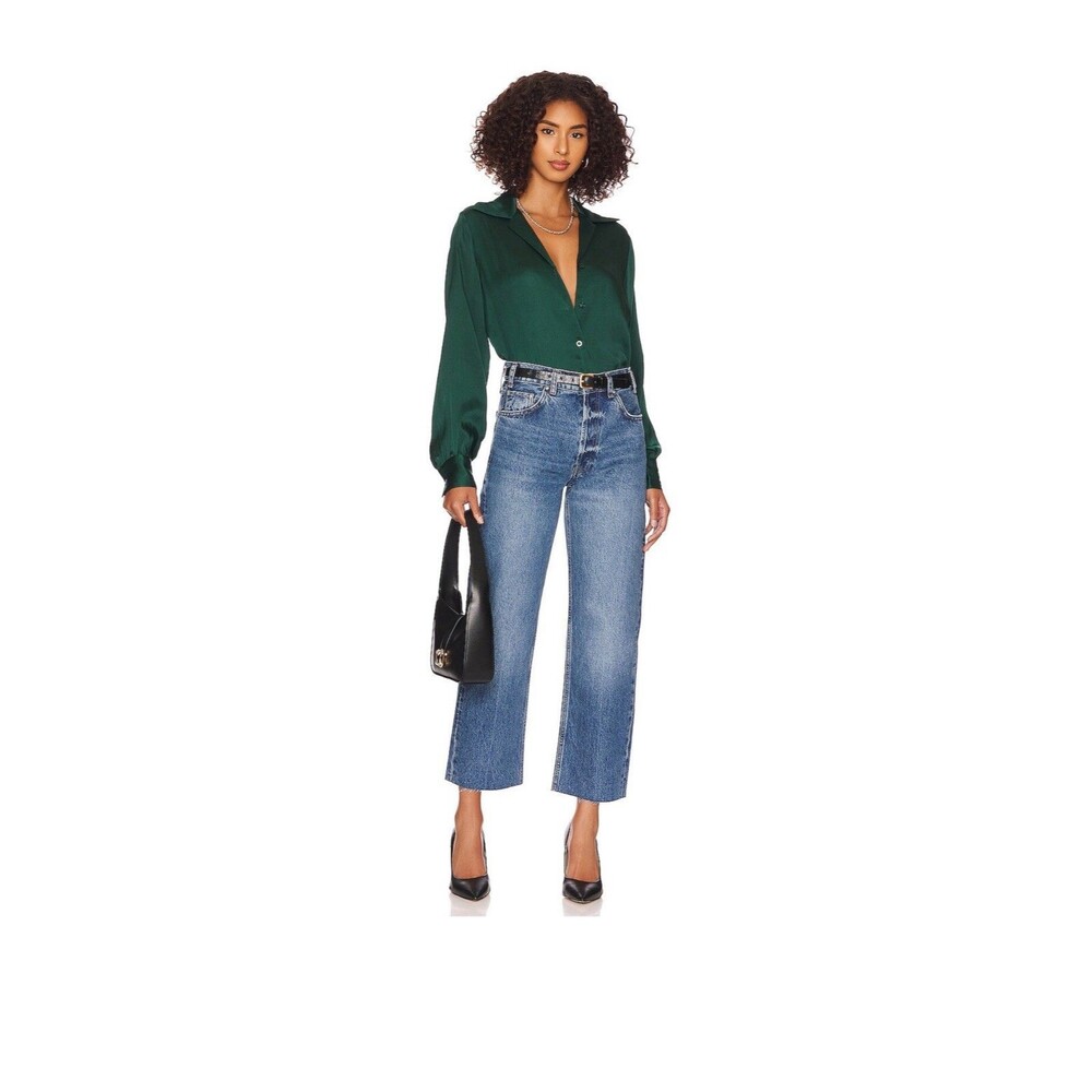 Anine Bing Gavin Jean In Dark Tide Relaxed Straight Raw Hem
